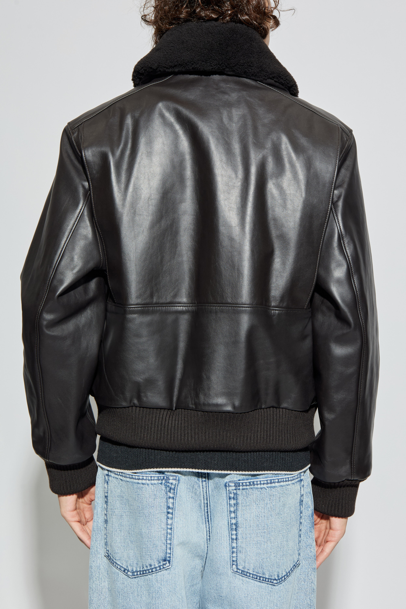 Lemaire Leather jacket with faux fur collar | Men's | Vitkac